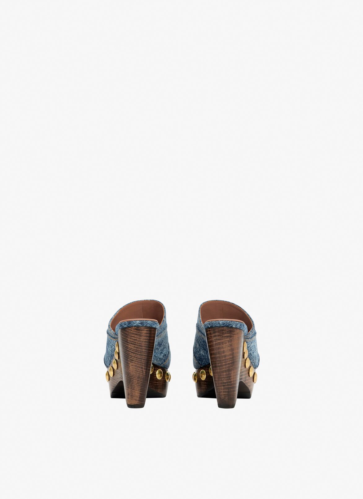 Le Sabot clogs in denim and wood ALAÏA BLUE JEANS LE SABOT CLOGS IN DENIM AND WOOD
